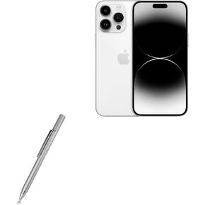 BoxWave Stylus Pen Compatible with Apple iPhone 14 Pro Max - FineTouch Capacitive Stylus, Super Precise Stylus Pen for Apple iPhone 14 Pro Max - Metallic Silver