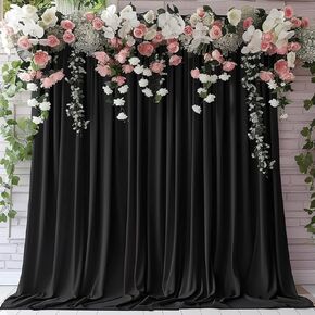 10x10ft Black Backdrop Curtains for Parties Wedding Baby Shower Curtain Backdrop for Birthday Stage Background Decorations Thick Polyester Fabric Black Drapes for Backdrop 5x10ft, 2 Panels