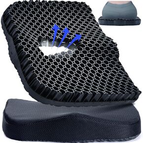 Thicker Gel Seat Cushion, Large 3D Gel Seat Cushion for Desk Chair, Egg Cushion for Coccyx Sciatica Pain Relief, Seat Cushion for Car, Desk Chair, Wheelchair Cushion, Office Chair Butt Cushion