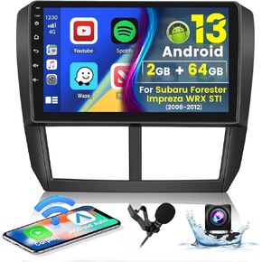 Roinvou 4+64G Android Carplay Stereo for Subaru Forester Impreza WRX STI 2008-2012, 9" Touch Screen Carplay Android Auto with 32EQ Bluetooth WiFi GPS Navigation Mirror Link 1280 * 720 Resolution in Saudi Arabia