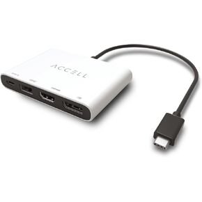 Accell USB-C Mobile Multiport Adapter - DisplayPort 1.4, HDMI 8K, USB 3.1 Gen 2, 90W Power Delivery - U241B-001F, White