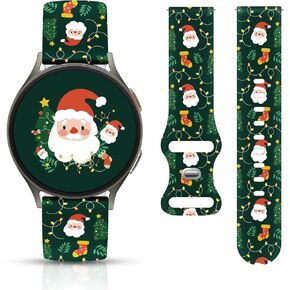 Holiday Watch Band Compatible with Samsung Galaxy Watch 40/41/42/43/44/45/46/47mm,20mm Printed Replacement Silicone Watch Band for Galaxy Wacth 7/6/5/4/3/5 Pro/6&4 Classic/Wacth Active 2&1.