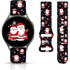 Holiday Watch Band Compatible with Samsung Galaxy Watch 40/41/42/43/44/45/46/47mm,20mm Printed Replacement Silicone Watch Band for Galaxy Wacth 7/6/5/4/3/5 Pro/6&4 Classic/Wacth Active 2&1.