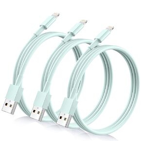 HFHSCN لكابلات Lightning لسلك شاحن iPhone، كابل شحن أصلي 2023 [3 عبوات بطول 3 أقدام] معتمد من MFi USB A لهاتف iPhone 13 12 11 Mini Pro XR Xs Max X SE 8 7 6 Plus