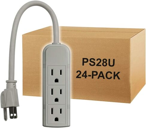 PS28U Compact Grounded 3-Outlet Power Strip, UL Listed, 1-Foot, 24-Pack in Saudi Arabia