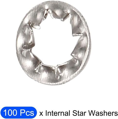 غسالات قفل نجمة داخلية للأسنان (M3x6mm) 100 قطعة، 304 غسالة قفل مسننة داخلية من الفولاذ المقاوم للصدأ - للتجديد، مثبتات المعدات الميكانيكية in Kuwait