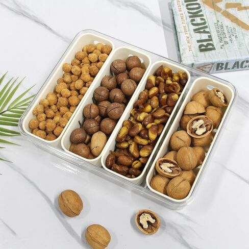 Yuroochii Divided Serving Tray with Handle - Lid & Removable Snack Box 8 Compartment Fruit Container Food Storage Snackle Lunch Organizer Fridge Platter Charcuterie Holder for Travel Candy Party Salad in Saudi Arabia