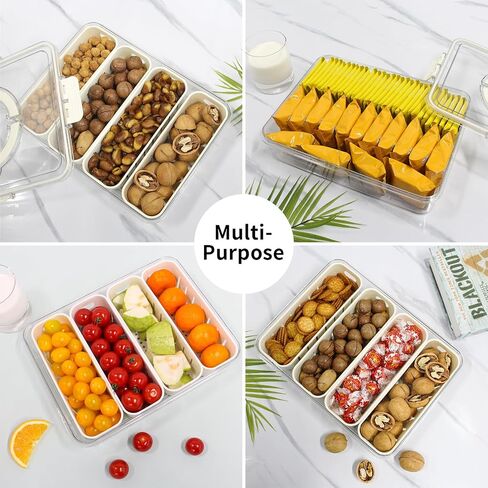 Yuroochii Divided Serving Tray with Handle - Lid & Removable Snack Box 8 Compartment Fruit Container Food Storage Snackle Lunch Organizer Fridge Platter Charcuterie Holder for Travel Candy Party Salad in Saudi Arabia