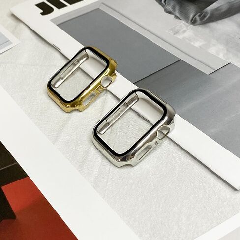 2-Pack Case with Screen Protector for Apple Watch 40mm SE/6/5/4 | Gold and Silver - Polished plated finish with a bright metallic shine in Kuwait