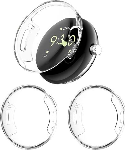 (3 Pack) NTidea Compatible with Google Pixel Watch Screen Protector Case, Soft Color TPU Shockproof Cover Slim Guard Bumper Shell for Pixel Watch, Clear in Saudi Arabia