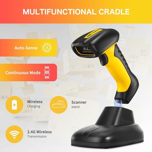 NetumScan ماسح الباركود QR الصناعي بتقنية البلوتوث، IP67 مقاوم للماء و7 أمتار مقاوم للسقوط، ماسح ضوئي للرموز الشريطية لاسلكي 2600 مللي أمبير في الساعة 1D 2D مع حامل شحن للمتجر، نقاط البيع، الكمبيوتر، iPhone، Android in Kuwait