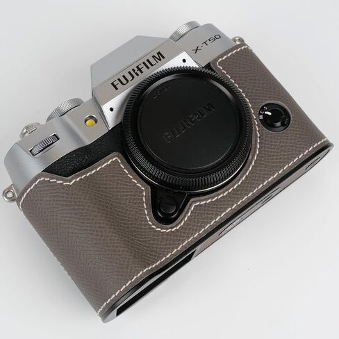 Uchandmade】 Handmade Genuine Leather Camera Half Case for Fujifilm X-T50/Fujifilm X-T50 Camera Case/Fujifilm X-T50 Case - Top Layer Cowhide Body + Metal Base Plate (37 Gold) in Kuwait