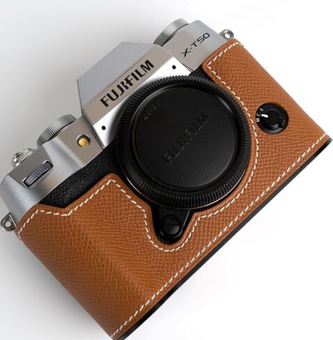 Uchandmade】 Handmade Genuine Leather Camera Half Case for Fujifilm X-T50/Fujifilm X-T50 Camera Case/Fujifilm X-T50 Case - Top Layer Cowhide Body + Metal Base Plate (37 Gold) in Kuwait