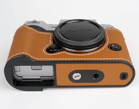 Uchandmade】 Handmade Genuine Leather Camera Half Case for Fujifilm X-T50/Fujifilm X-T50 Camera Case/Fujifilm X-T50 Case - Top Layer Cowhide Body + Metal Base Plate (37 Gold) in Kuwait