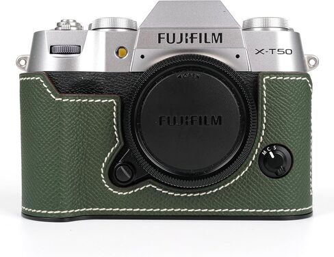 Uchandmade】 Handmade Genuine Leather Camera Half Case for Fujifilm X-T50/Fujifilm X-T50 Camera Case/Fujifilm X-T50 Case - Top Layer Cowhide Body + Metal Base Plate (37 Gold) in Kuwait
