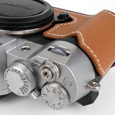 Uchandmade】 Handmade Genuine Leather Camera Half Case for Fujifilm X-T50/Fujifilm X-T50 Camera Case/Fujifilm X-T50 Case - Top Layer Cowhide Body + Metal Base Plate (37 Gold) in Kuwait