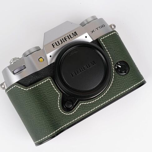 Uchandmade】 Handmade Genuine Leather Camera Half Case for Fujifilm X-T50/Fujifilm X-T50 Camera Case/Fujifilm X-T50 Case - Top Layer Cowhide Body + Metal Base Plate (37 Gold) in Kuwait