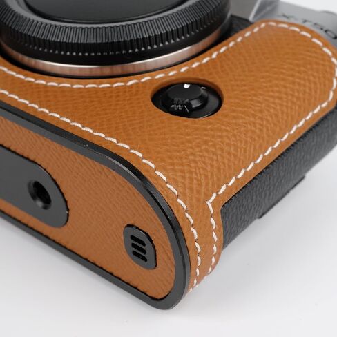 Uchandmade】 Handmade Genuine Leather Camera Half Case for Fujifilm X-T50/Fujifilm X-T50 Camera Case/Fujifilm X-T50 Case - Top Layer Cowhide Body + Metal Base Plate (37 Gold) in Kuwait