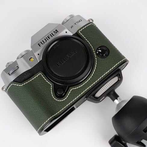 Uchandmade】 Handmade Genuine Leather Camera Half Case for Fujifilm X-T50/Fujifilm X-T50 Camera Case/Fujifilm X-T50 Case - Top Layer Cowhide Body + Metal Base Plate (37 Gold) in Kuwait