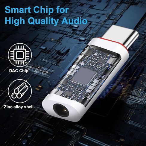 محول صوت HianDier USB C إلى 3.5 ملم محول سماعة رأس iPhone محول iPhone لمقبس سماعة الرأس متوافق مع iPhone 15 Pro Max/15 Pro/15 Samsung Galaxy S24/S23/S22/S21 Ultra iPad Pro Pixel 8-أبيض in Kuwait