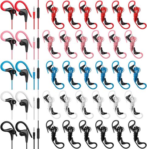 30 قطعة من سماعات الأذن السلكية الرياضية للجري من كونوهان، 30 قطعة، سماعات أذن سلكية بمقبس 3.5 ملم مع ميكروفون مقاوم للتعرق، ملفوف حول سماعات الرأس مع خطاف فوق الأذن، 5 ألوان in Kuwait