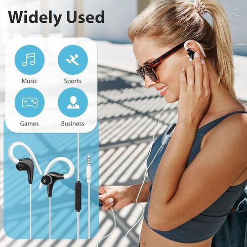 30 قطعة من سماعات الأذن السلكية الرياضية للجري من كونوهان، 30 قطعة، سماعات أذن سلكية بمقبس 3.5 ملم مع ميكروفون مقاوم للتعرق، ملفوف حول سماعات الرأس مع خطاف فوق الأذن، 5 ألوان in Kuwait