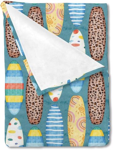 Boho Surfboard Baby Blankets for Boys Girls Beach Surfing Soft Flannel Swaddle Blankets Colorful Surfboard Receiving Blanket Newborn Nursery Toddler Bed Blanket Crib Cover Playmat Blue 30x40 in Saudi Arabia