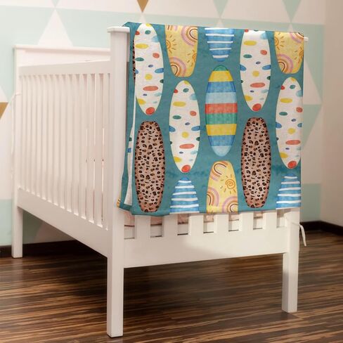 Boho Surfboard Baby Blankets for Boys Girls Beach Surfing Soft Flannel Swaddle Blankets Colorful Surfboard Receiving Blanket Newborn Nursery Toddler Bed Blanket Crib Cover Playmat Blue 30x40 in Saudi Arabia