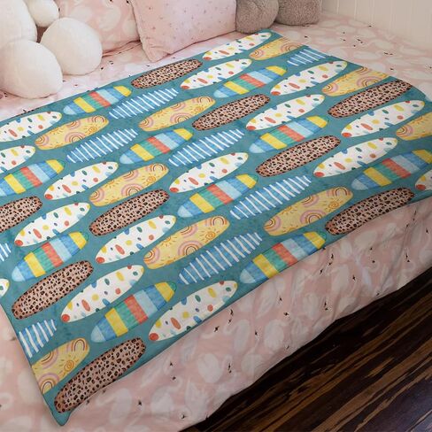 Boho Surfboard Baby Blankets for Boys Girls Beach Surfing Soft Flannel Swaddle Blankets Colorful Surfboard Receiving Blanket Newborn Nursery Toddler Bed Blanket Crib Cover Playmat Blue 30x40 in Saudi Arabia