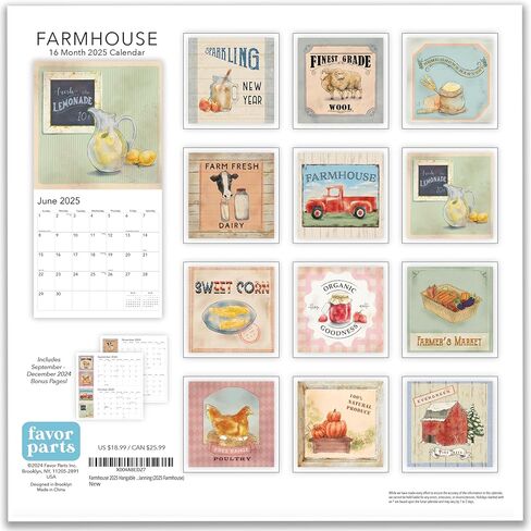 Farmhouse 2023 Hangable Wall Calendar,12"x24" Open,Vintage Farmers Market Signs,Shabby Chic Farm Photography House Decor,Sturdy & Thick Beautiful Large Full Page 16 Months For Organizing & Planning in Kuwait