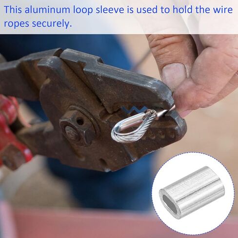 100 Pack Aluminum Crimping Loop Sleeve Oval - 1mm Wire Rope Fastener Apply for Garden Fence (5mm) in Saudi Arabia