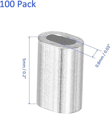 100 Pack Aluminum Crimping Loop Sleeve Oval - 1mm Wire Rope Fastener Apply for Garden Fence (5mm) in Saudi Arabia
