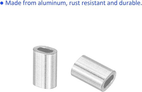 100 Pack Aluminum Crimping Loop Sleeve Oval - 1mm Wire Rope Fastener Apply for Garden Fence (5mm) in Saudi Arabia