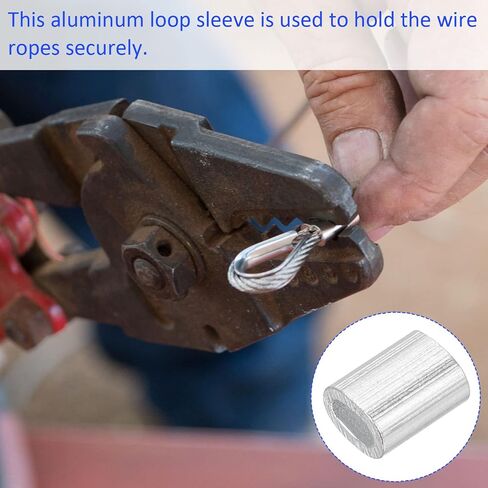 100 Pack Aluminum Crimping Loop Sleeve Oval - 1mm Wire Rope Fastener Apply for Garden Fence (5mm) in Saudi Arabia