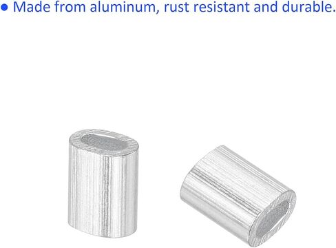 100 Pack Aluminum Crimping Loop Sleeve Oval - 1mm Wire Rope Fastener Apply for Garden Fence (5mm) in Saudi Arabia