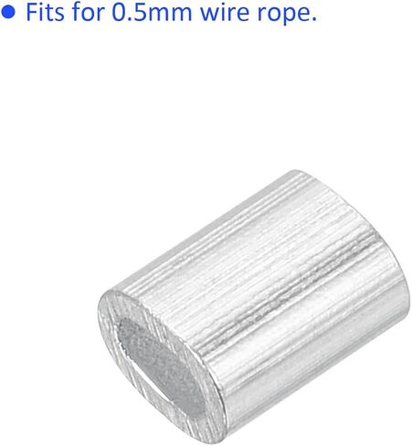 100 Pack Aluminum Crimping Loop Sleeve Oval - 1mm Wire Rope Fastener Apply for Garden Fence (5mm) in Saudi Arabia