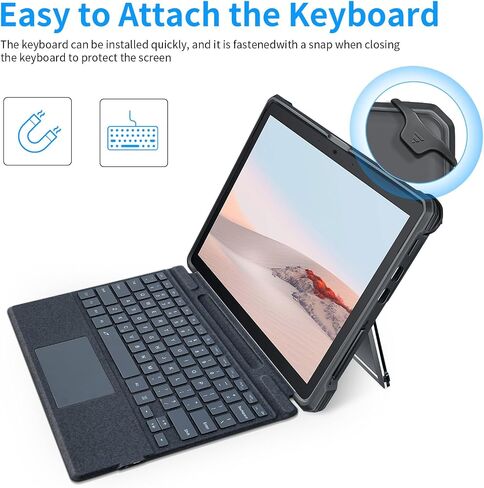 حافظة تناسب جهاز Microsoft Surface Pro 8 مقاس 13 بوصة 2021، مصنوعة من مادة PU+TPU متينة مع حزام يد وغطاء دعامة، متوافقة مع لوحة مفاتيح النوع، أسود in Kuwait