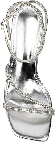 Rhinestone Heeled Sandals for Women, Chunky Block Heels for Prom, Sexy Strappy Heels Summer Sandals Open Toe Mid Heels for Women in Saudi Arabia