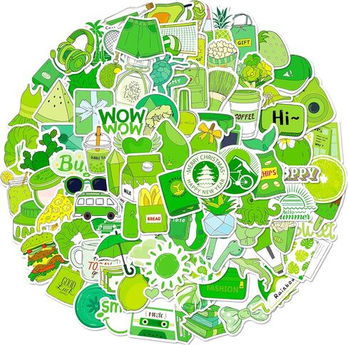 مجموعة 100 قطعة من الملصقات الخضراء للمراهقات والبنات والأولاد، ملصقات جمالية خضراء للفتيات، ملصقات خضراء لطيفة، ملصقات فينيل مقاومة للماء، ملصقات Vsco لأجهزة الكمبيوتر المحمول وزجاجات المياه وألواح التزلج وأمتعة الدراجات النارية in Kuwait