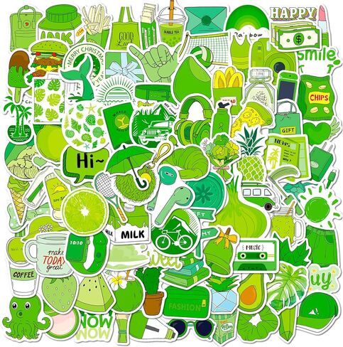 مجموعة 100 قطعة من الملصقات الخضراء للمراهقات والبنات والأولاد، ملصقات جمالية خضراء للفتيات، ملصقات خضراء لطيفة، ملصقات فينيل مقاومة للماء، ملصقات Vsco لأجهزة الكمبيوتر المحمول وزجاجات المياه وألواح التزلج وأمتعة الدراجات النارية in Kuwait