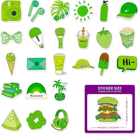 مجموعة 100 قطعة من الملصقات الخضراء للمراهقات والبنات والأولاد، ملصقات جمالية خضراء للفتيات، ملصقات خضراء لطيفة، ملصقات فينيل مقاومة للماء، ملصقات Vsco لأجهزة الكمبيوتر المحمول وزجاجات المياه وألواح التزلج وأمتعة الدراجات النارية in Kuwait