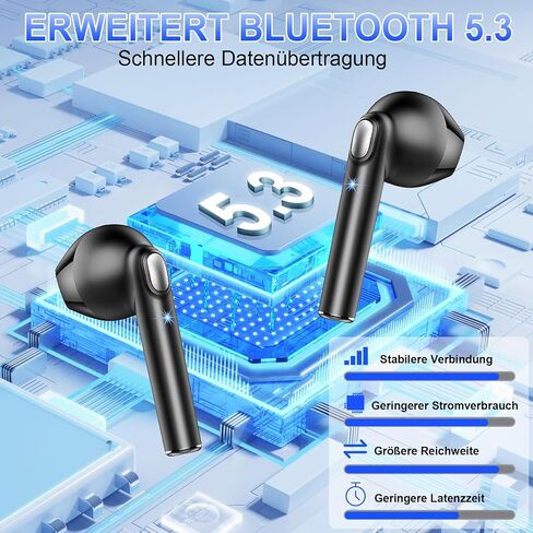 سماعات أذن لاسلكية بلوتوث 5.3، سماعات أذن استريو تعمل لمدة 50 ساعة مع شاشة LED وحقيبة شحن IPX7 مقاومة للماء داخل الأذن مع ميكروفون للهاتف والكمبيوتر المحمول والرياضات in Saudi Arabia
