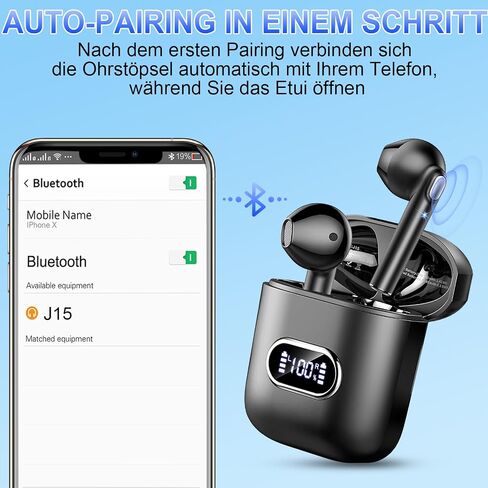 سماعات أذن لاسلكية بلوتوث 5.3، سماعات أذن استريو تعمل لمدة 50 ساعة مع شاشة LED وحقيبة شحن IPX7 مقاومة للماء داخل الأذن مع ميكروفون للهاتف والكمبيوتر المحمول والرياضات in Saudi Arabia