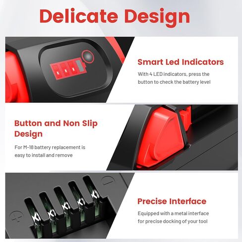 18V 6.0Ah Replace Battery for Milwaukee M18 Battery Compatible with 48-11-1815, 48-11-1820, 48-11-1840, 48-11-1850, 48-11-1860 Cordless Power Tools Lithium Battery (1Pack) in Saudi Arabia