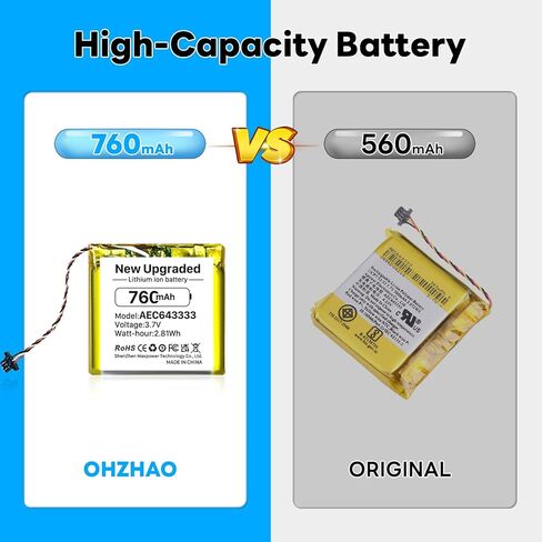 بطارية مطورة بقدرة 760 مللي أمبير في الساعة لجهاز Beats Studio 3.0 Studio 2.0 (الجزء رقم Beats AEC643333)، بطارية سماعة رأس لاسلكية Li-Polyme بقدرة عالية 3.7 فولت in Kuwait