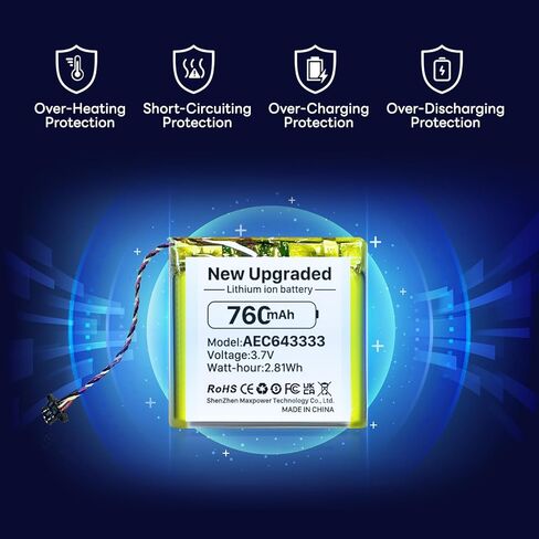 بطارية مطورة بقدرة 760 مللي أمبير في الساعة لجهاز Beats Studio 3.0 Studio 2.0 (الجزء رقم Beats AEC643333)، بطارية سماعة رأس لاسلكية Li-Polyme بقدرة عالية 3.7 فولت in Kuwait