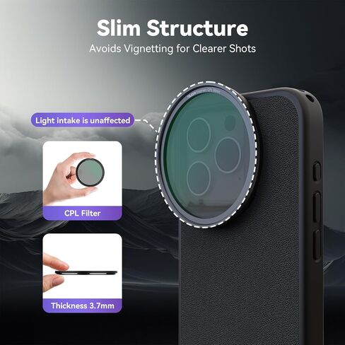 فلتر مستقطب دائري مغناطيسي، فلتر CPL للهاتف مقاس 58 مم + جراب هاتف مغناطيسي لهاتف iPhone 15 Pro Max، فلتر عدسة CPL فائق النحافة مطلي بمقاومة متعددة مع زجاج بصري عالي الدقة in Saudi Arabia