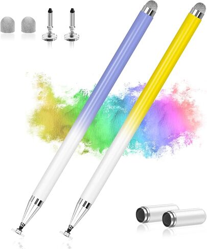 2 Pack Stylus Pens for Touch Screens, 2 in 1 Tip & Magnet Cap High Precision Universal Stylus Pencil for iPhone/iPad/Tablets/Samsung Galaxy All Capacitive Touch Devices(Blue+Pink) in Saudi Arabia