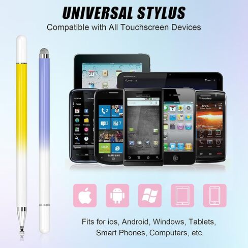 2 Pack Stylus Pens for Touch Screens, 2 in 1 Tip & Magnet Cap High Precision Universal Stylus Pencil for iPhone/iPad/Tablets/Samsung Galaxy All Capacitive Touch Devices(Blue+Pink) in Saudi Arabia