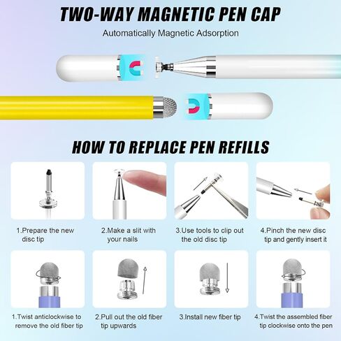 2 Pack Stylus Pens for Touch Screens, 2 in 1 Tip & Magnet Cap High Precision Universal Stylus Pencil for iPhone/iPad/Tablets/Samsung Galaxy All Capacitive Touch Devices(Blue+Pink) in Saudi Arabia